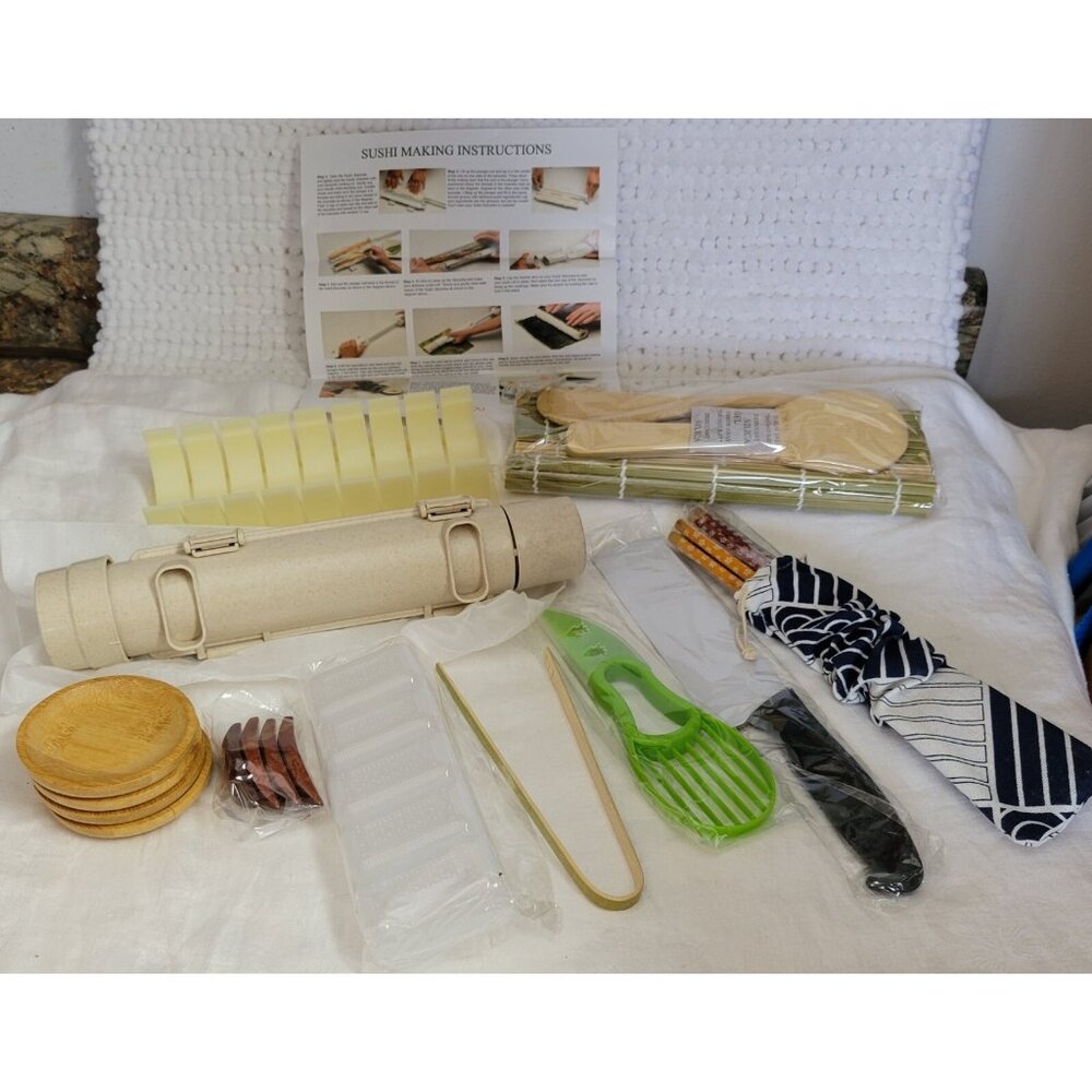 NEW DIY Sushi Making Kit bamboo slicer kitchen tool SET UNUSED cooking kitchen